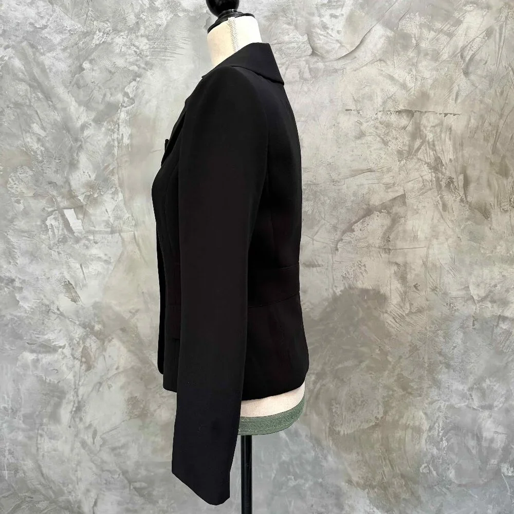 Tahari Arthur S. Levine Black Women's Blazer Ruffled Collar Size 4 - Picture 4 of 7